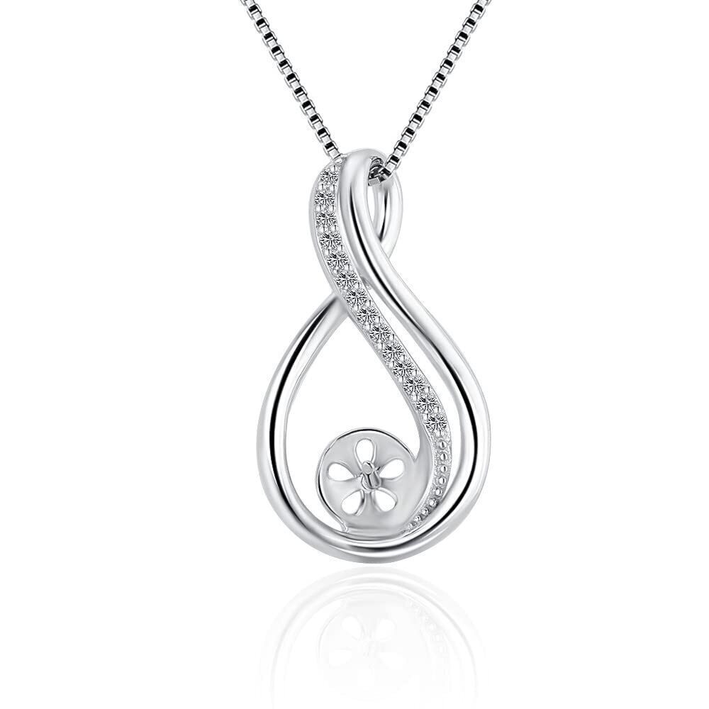 1886 Twisted Waterdrop CZ Bail Pendants for Pearl Jewelry Making Sterling